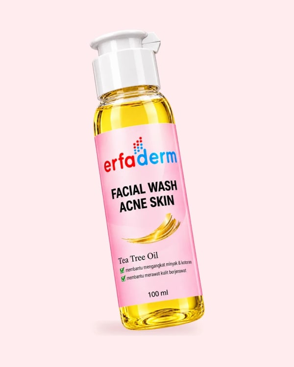 Kemasan Erfaderm Facial Wash Acne Skin, sudut dinamis