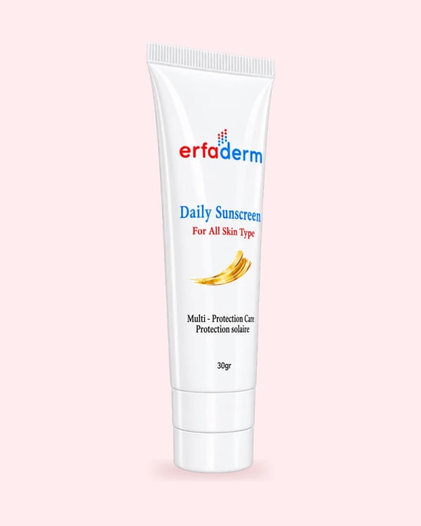 Kemasan Erfaderm Daily Sunscreen, sudut studio