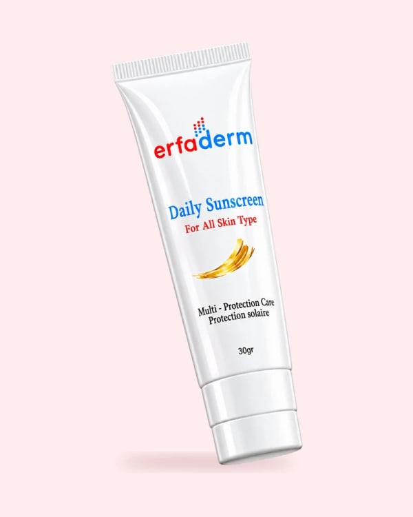 Kemasan Erfaderm Daily Sunscreen, sudut dinamis