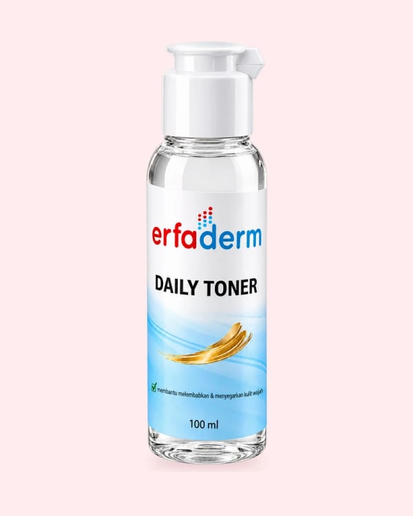 Kemasan Erfaderm Daily Toner, sudut studio
