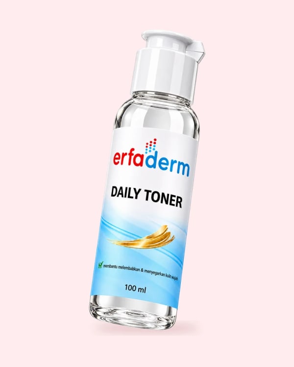 Kemasan Erfaderm Daily Toner, sudut dinamis
